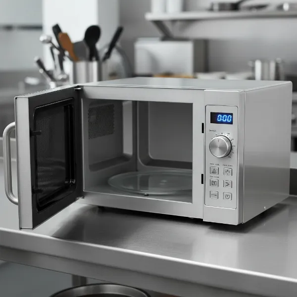 Amana RCS10TS commercial microwave oven with stainless steel interior and exterior.
